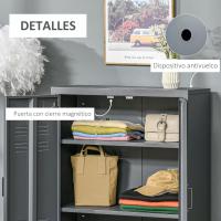 Armario de Almacenamiento Metálico Doble Puerta Ajustable para Oficina, Salón, Dormitorio - details 5