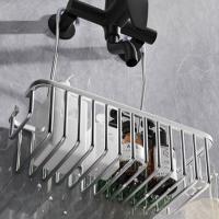 Cesta de ducha colgante plateada/negra/gris, a prueba de herrumbre con ganchos, estante colgante para baño, colgador de grifo de aluminio de gran capacidad para el hogar - details 6