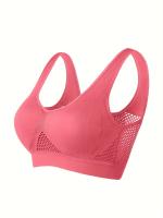 Sujetador deportivo con almohadillas incorporadas, transpirable, alta elasticidad, sin aros, perfecto para yoga, fitness, correr - details 0