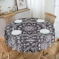 Mantel circular mandala, flor de loto de la vida, impermeable, resistente al aceite, 60 pulgadas, forma geométrica sagrada - details 25