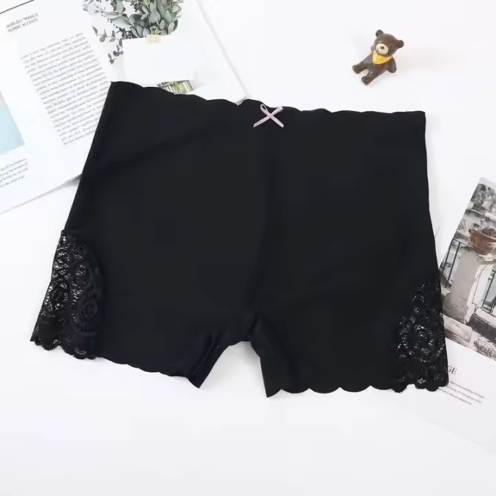 Bragas de seda de hielo para mujer, ropa interior de Color liso, pantalones cortos suaves para mujer, bragas de seguridad para mujer - 1