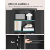 Armario de Garaje de 5 Estantes con 2 Puertas, Armario de Oficina, 40 x 80 x 180 cm, 1 Cerradura, Estantes Ajustables, Gabinete de Metal, Gris Mate OMC015G01 - details 21