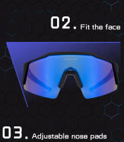 KAPVOE Gafas de Sol para Ciclismo Lentes Ajustables de Luz Protección UV400 Marco de Plástico - details 2