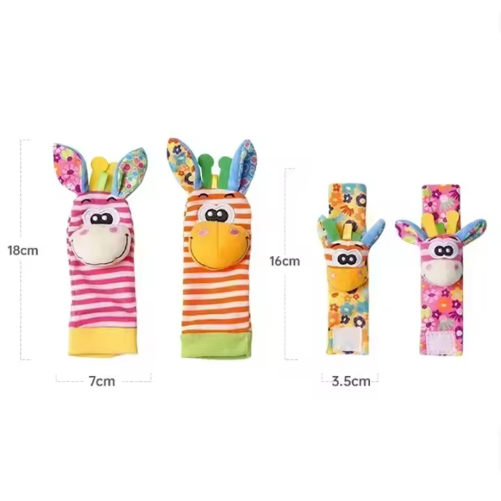 Sonajeros para bebés de 0 a 24 meses, juguetes de felpa suave, juego de sonajero de muñeca para pies, juguetes educativos de desarrollo para recién nacidos de dibujos animados para niños - 1