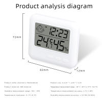 Medidor de temperatura y humedad de cara sonriente para interiores, estación meteorológica para el hogar, termómetro Digital LCD, higrómetro con reloj despertador - details 5