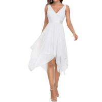 Vestido de Fiesta de Encaje Blanco para Mujer 2025 Cuello Profundo en V, Sin Mangas, Vestido de Noche de Chifón Vintage - details 2