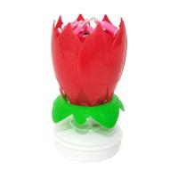 Vela musical giratoria con forma de flor para pastel de cumpleaños, accesorios para tartas, doble flor, rotación plana electrónica - details 4
