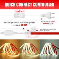 Tira de luces LED COB superbrillante, lámpara Flexible para exteriores, cinta LED impermeable con interruptor, enchufe de la UE, 220V, RA90, 240LED/m - details 3