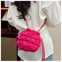 Dulce bolso de cubo con cordón de estilo coreano, bolso de rejilla, pequeño bolso cruzado, bolso para teléfono móvil, bolso de hombro de nailon de Color sólido, viaje - details 22