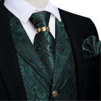 Traje de seda de cachemira azul real de lujo, conjunto de chaleco y corbata con anillo de dragón de metal, pañuelo, gemelos, chaleco de esmoquin para graduación y boda - details 14