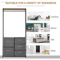 Cómoda con perchero, estructura de acero, 5 cajones, dormitorio, pasillo, muebles para el hogar, negro y marrón - details 4