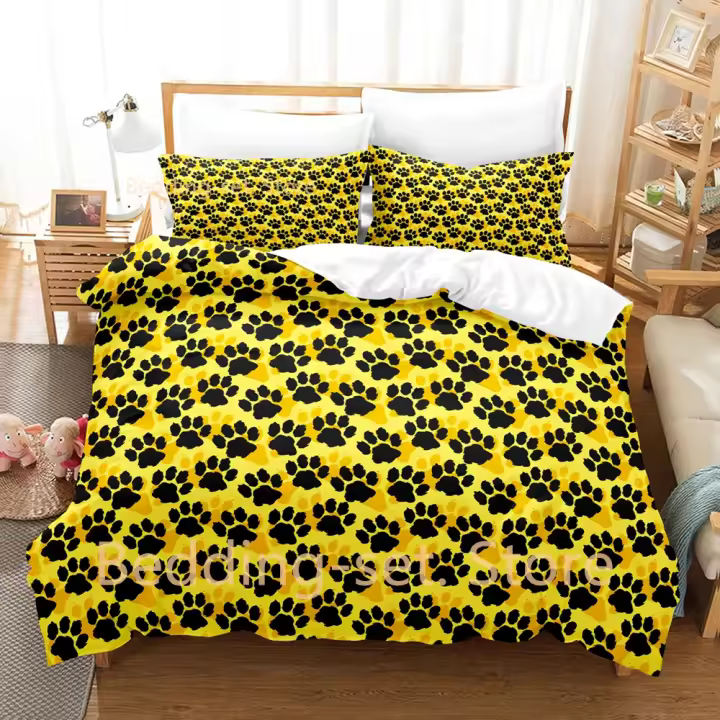 Juego de Ropa de Cama de Gato Puro Algodón para Adultos Tamaño Cama Diseño de Garra de Gato - 1