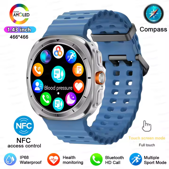 2025 nuevo reloj inteligente de negocios para hombres, pantalla suave de 1,43 pulgadas 466*466, llamada bluetooth, pista deportiva, NFC, profesional resistente al agua - 1