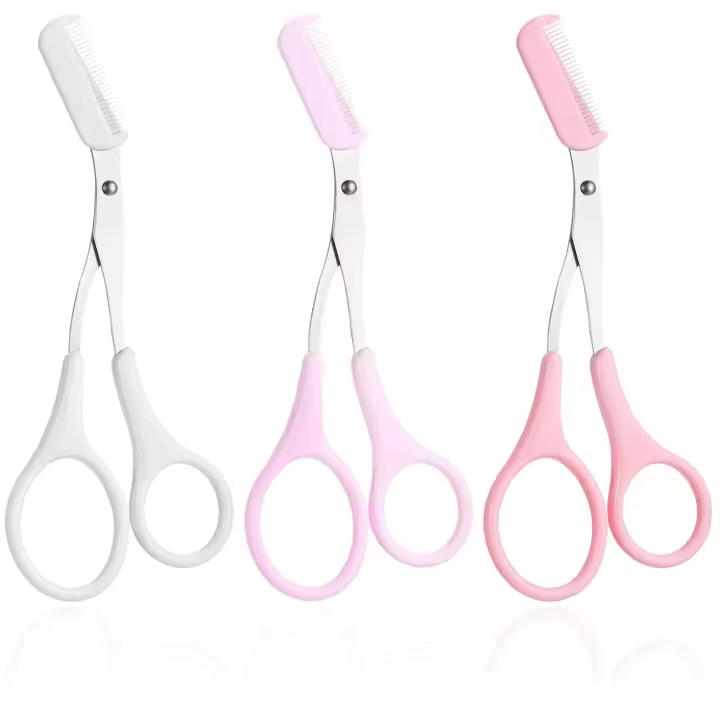 Tijeras antideslizantes con peine para mujer, tijeras para recortar cejas, peine para moldear, pinzas para dedos, pelo - 1