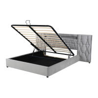 Elegante Armario de Cama de Terciopelo 180x200 Con Espalda Grande Sistema de Almacenamiento Hidráulico Marca Clásica Gris - details 8