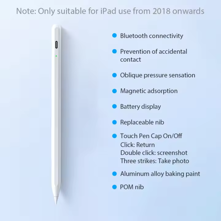 Bolígrafo Estilus de Metal para Apple Pencil Accesorio de Tabletas Recargable con Litio - 1