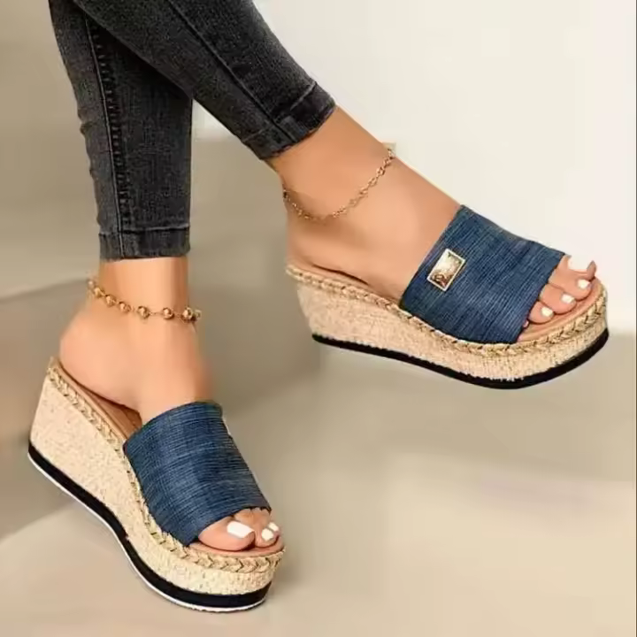 Sandalias de tacón alto para mujer, zapatos informales de suela gruesa, cuñas de ocio, zapatos de plataforma para verano - 1
