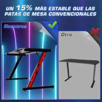 Mesa de Juegos Gaming Ergonómica en Forma de Z 140 x 60 cm Fibra de Carbono Negro - details 3