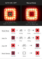Luz trasera inteligente para bicicleta, linterna LED de seguridad, encendido/apagado automático, señal de parada, lámpara de freno, carga USB, accesorios para bicicleta - details 6
