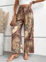 Pantalones de Verano Versátiles de Impresión Khaki Cintura Elástica, Legua Ancha, Comodidad Casual - details 5