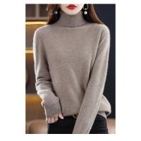 Suéter de cachemira de lana de 100% para mujer, suéter tejido con cuello alto, jerséis de manga larga, ropa de otoño e invierno, Jersey cálido, Tops - details 2