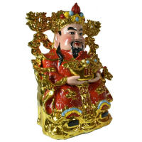 Estatua de Buda de regalo de apertura, inscripción de cerámica, Dios de la bandera, oro rojo sentado sobre la riqueza - details 2