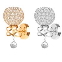 Candelabro de pared de cristal E27, lámpara de cabecera de dormitorio Simple y creativa, luces doradas/Plateadas para dormitorio - details 1