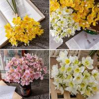 Ramo de narcisos artificiales de tacto Real, flor de narciso de seda hecha a mano de lujo, flor falsa elegante, escritorio para sala de estar - details 9