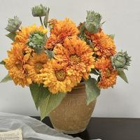 Nueva rama de girasol Artificial de 47CM, ramo de flores falsas elegantes Vintage, seda de terciopelo, suministros de decoración para fiesta de otoño Artificial - details 5