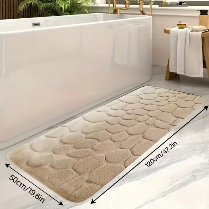 Alfombra de baño de espuma viscoelástica con alivio de guijarros, absorbente y lavable, 1 unidad - 1