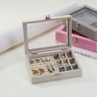 Joyero de terciopelo de 4 colores, organizador de almacenamiento de collares y anillos, organizador de joyas de viaje con tapa de vidrio superior, regalo para mujeres y niñas - details 6