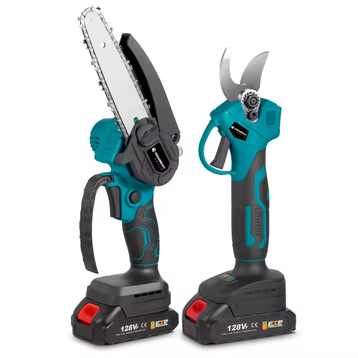 NEWBENY-sierra eléctrica sin escobillas de 6 pulgadas + juego de tijeras de podar eléctricas de 30mm, herramientas inalámbricas para carpintería de jardín para juego de pines de batería Makita - 1