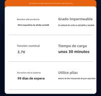 Afeitadora Eléctrica Portátil Original Recargable, Pequeño Cañón, Razón Digital, Acero - details 14