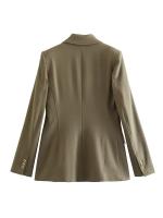 TRAFZA-traje elegante de manga larga para mujer, traje con cuello, Bolsillo falso, decorado, Color sólido, estilo callejero, prendas de vestir exteriores informales - details 39