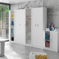 Armario Multiusos 3 Puertas - Armario Auxiliar con Escobero - Acabado Color Blanco - Medidas: Ancho: 109 cm x Fondo: 37 cm x Alto: 180 cm - details 1