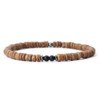 Pulsera de Coco Natural Estilo Vintage de Meditación de Madera Pulsera de Sanación de Hematita - details 6