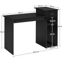 Mesa de Ordenador con Estantería 112x50x82cm Escritorio con Cajon para Computadora Escritorio Oficina Despacho Moderno Blanco - details 11