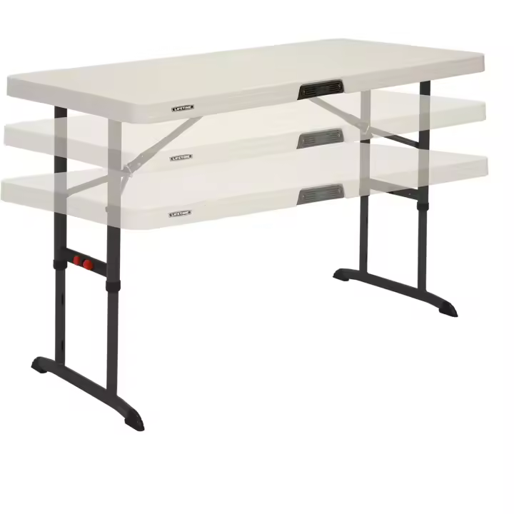 Mesa de Catering Cuadrada Portátil Ultraresistente 122x61cm, Altura Ajustable, Peso 11kg, Capacidad 4 Personas - 1