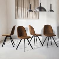 Juego de 4 sillas giratorias de ante para comedor con asiento acolchado, sillas de diseño para salón o cocina, con patas de metal negro, marrón - details 4