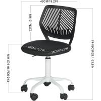 Silla de escritorio ajustable giratoria, silla de oficina con asiento de tela, silla de trabajo ergonómica sin reposabrazos, negra - details 2