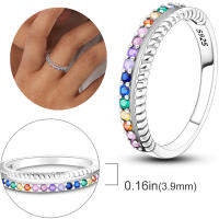 Anillo de Plata de Ley 925 para mujer, circonita cúbica brillante, estrella, Luna, flor, joyería de boda, regalos - details 1