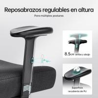 Ergonomica Escritorio, Silla Oficina Soporte Lumbar, Silla de Ordenador reclinable de ángulo Grande, Respaldo de , Negra - details 5