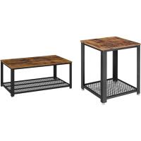 Mesa de Centro Industrial Diseñada Ideal para Televisión, Salón, Gran Estante, Patas Ajustables, Protege el Suelo, Estructura de Metal, Estable, Fácil de Montar - details 9
