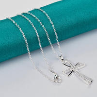 Collar con colgante de circonita con nudo de lazo de Plata de Ley 925, joyería fina - details 3