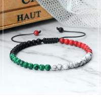 Pulsera de Piedra Natural de 4mm Diseño de Bandera Nacional Joyería de Pareja - details 0