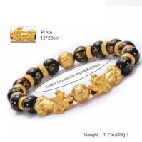 Pulsera de obsidiana de regalo doble Pixiu Feng Shui para hombre y mujer, joyería de amuleto de buena suerte hecha a mano - details 5