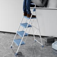 Peldaños Anchos con Baranda, Escalera de Tijera con Pedal Antideslizante, Taburete Plegable para Hogar Cocina Garaje Jardín Oficina, Capacidad de Carga de 900LBS, Azul - details 4