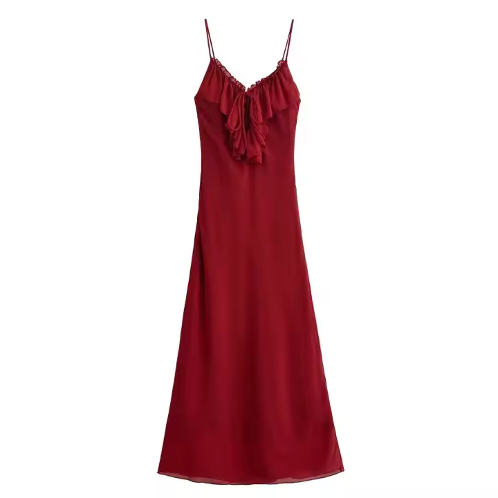 Elegante Vestido de Verano 2025 para Mujer Sexy con Cordones Delgados y Baberos - 1