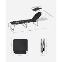 Silla de Sentado al Aire Libre Ajustable Plegable, 193 x 53 x 29 cm, Capacidad de 150 kg, con Parasol, reposacabezas, Respaldo - details 29