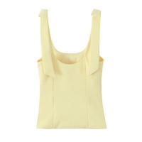 TRAFZA 2025 moda Mujer High Street cremallera lateral Slim Tops Mujer verano Sexy sin mangas arco cuadrado cuello sólido Sling Top Mujer - details 11